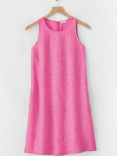 Woven Casual Cotton Linen Comfortable Round Neck Sleeveless Dress